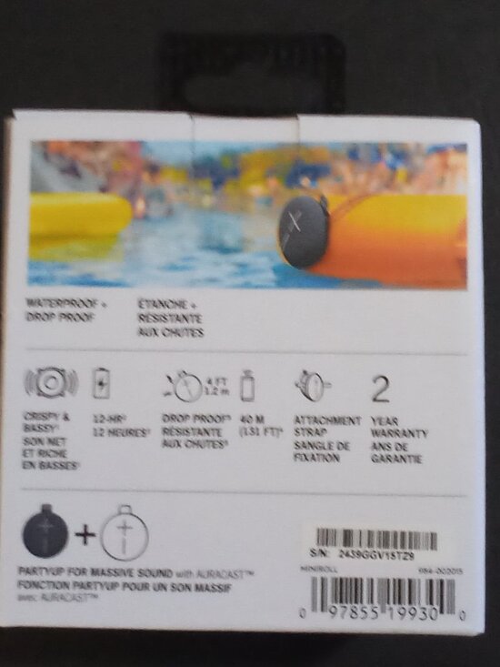 Ultimate Ears MINIROLL Waterproof Bluetooth Wireless Mini Portable Speaker Black - Picture 6 of 15